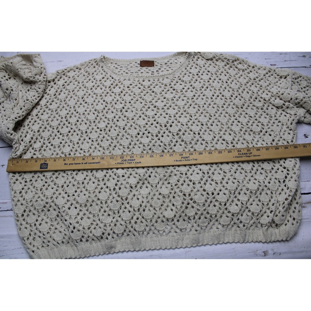 POL Crochet Knit Chenille Sweater Cream Medium Boho Cottagecore - Picture 6 of 8